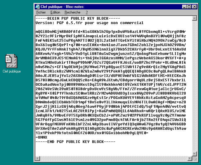 Clé publique prête pour l'exportation