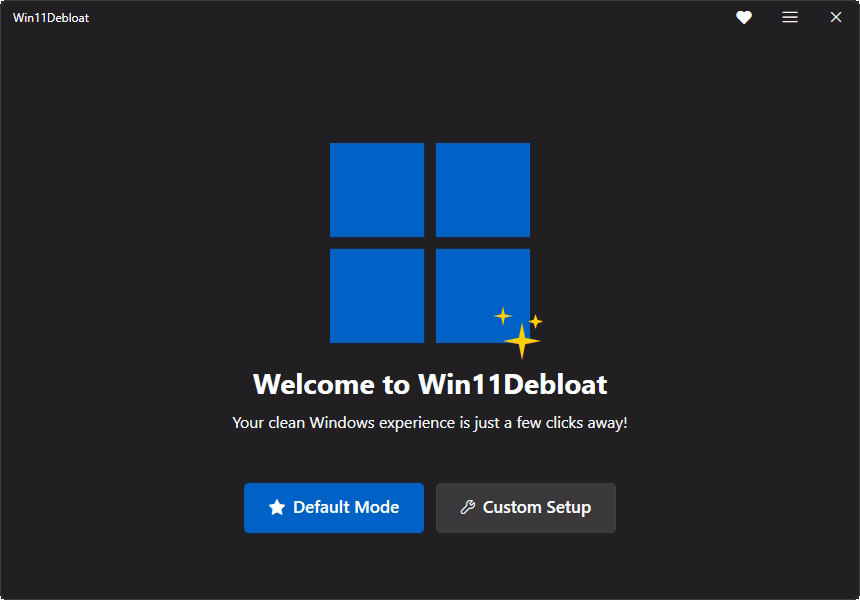 Fenêtre principale de Win11Debloat