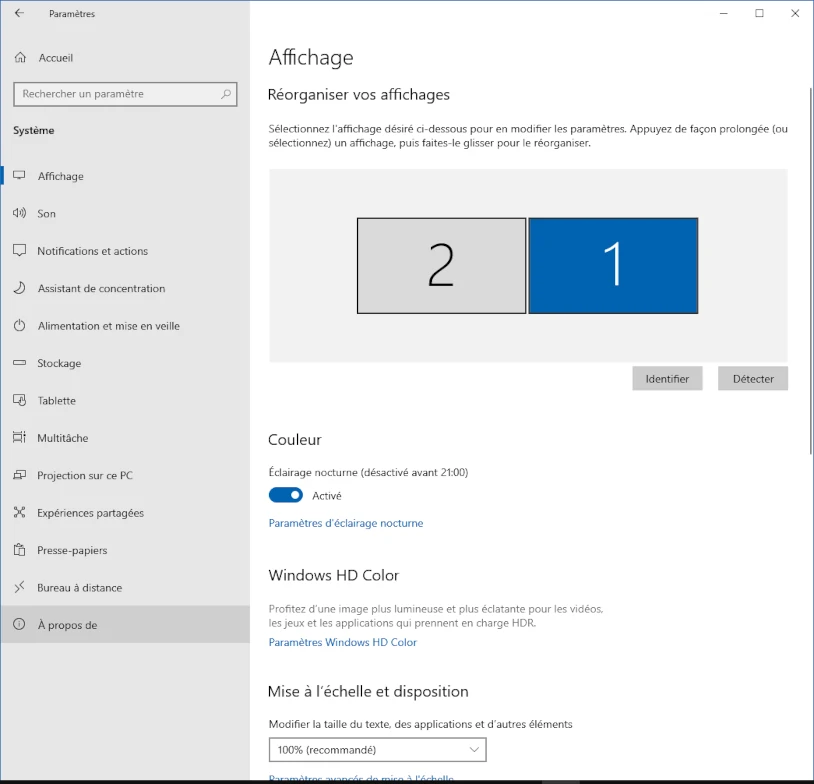 Paramètres Windows 10