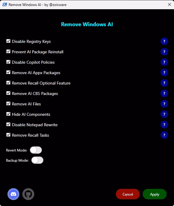 remove AI Windows
