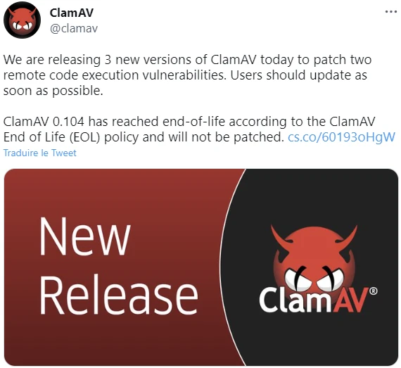 clamav 0.104 comporte une vulnérabilité